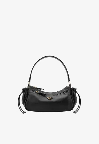 Prada Small Leather Shoulder Bag In Black