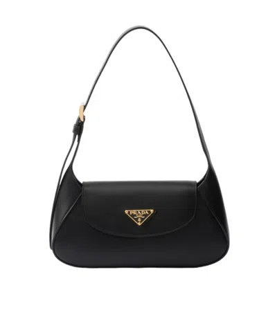 Prada Small Leather Shoulder Bag In Black