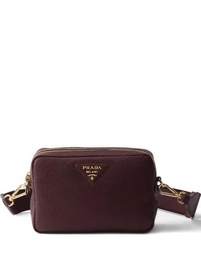 Prada Small Leather Shoulder Bag In Brown