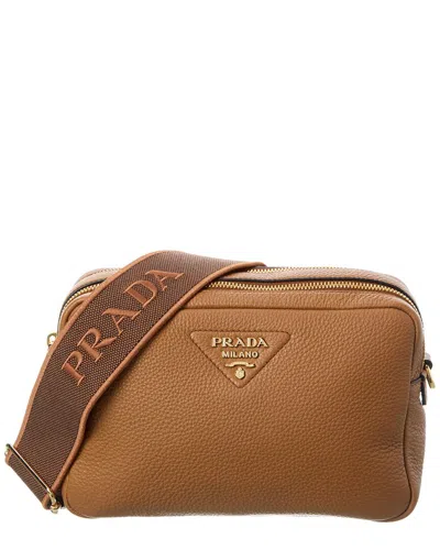 Prada Small Leather Shoulder Bag In Brown