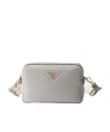 Prada Small Leather Shoulder Bag In Granite Gray