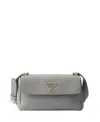 Prada Small Leather Shoulder Bag In Grey