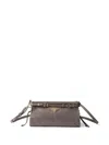 Prada Small Leather Shoulder Bag In Grey