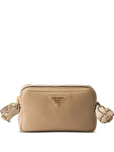 Prada Small Leather Shoulder Bag In Neutral