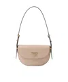 Prada Logo Plaque Foldover Small Shoulder Bag In Beige