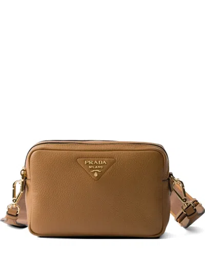 Prada Shoulder Bag With Adjustable Strap And Gold-tone Hardware In Brown