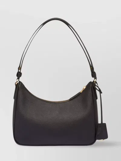 Prada Small Leather Shoulder Bag Saffiano In Black