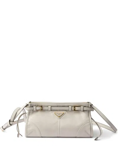 Prada Small Leather Shoulder Bag In White