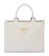 Prada Small Triangle-embossed Shopper Tote Bag In F0009 Bianco