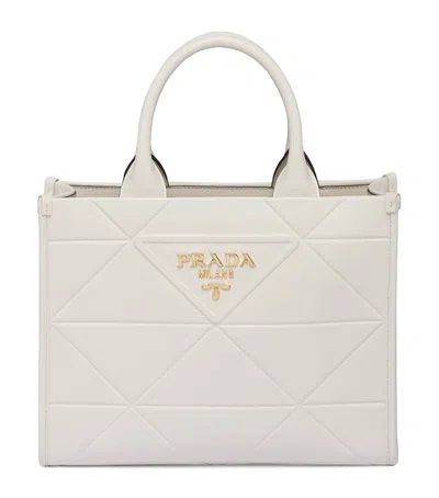 Prada Small Triangle-embossed Shopper Tote Bag In F0009 Bianco