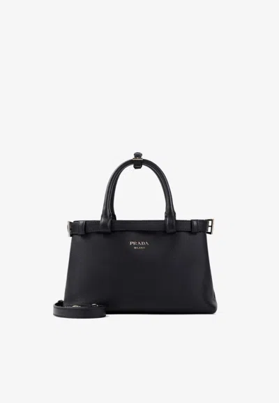 Prada Calf Leather Handbag In Black