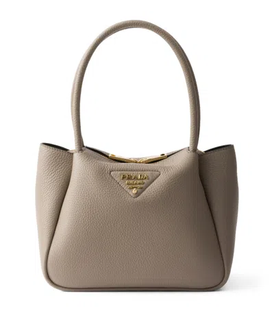 Prada Small Leather Top-handle Bag In Gray