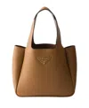 Prada Medium Leather Tote Bag In Brown