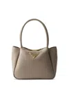 Prada Small Leather Top-handle Bag In Gray