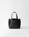 Prada Small Leather Tote Bag In Black
