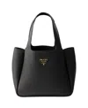 Prada Small Leather Tote Bag In Black