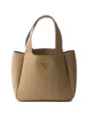 Prada Small Leather Tote Bag In Neutral