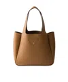 Prada Small Leather Tote Bag In Brown