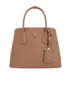 Prada Small Leather Tote Bag In Caramel Color