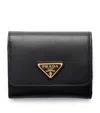 Prada Small Leather Logo Wallet In Black