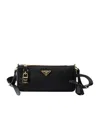Prada Small Leather-trim Shoulder Bag In Black