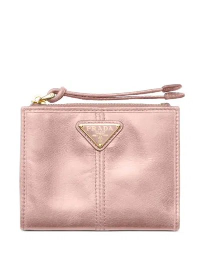 Prada Small Leather Wallet In Pink