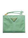 Prada Small Leather Wallet In グリーン