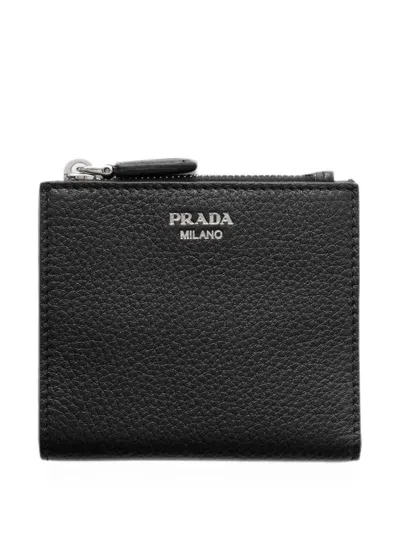Prada Small Leather Wallet In Black