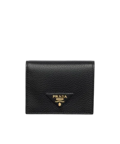 Prada Small Leather Wallet In Black