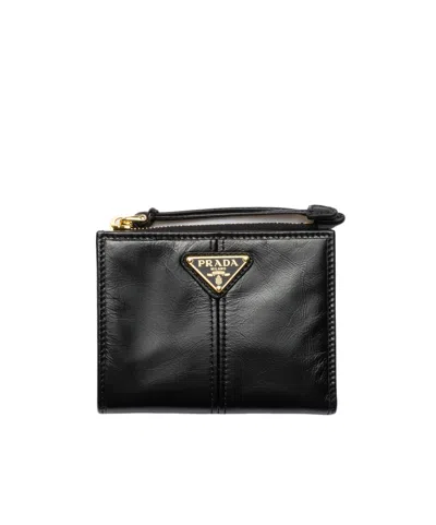 Prada Small Leather Wallet In Black