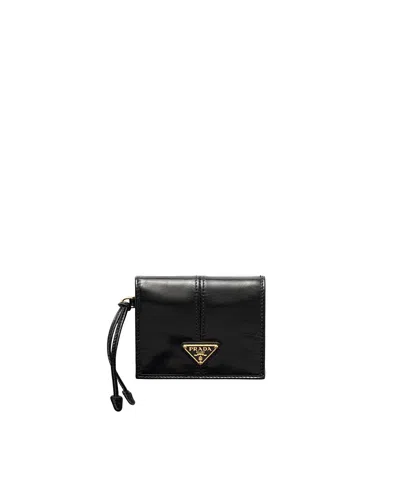 Prada Small Leather Wallet In Black