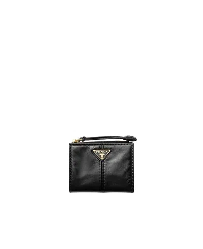 Prada Small Leather Wallet In Black