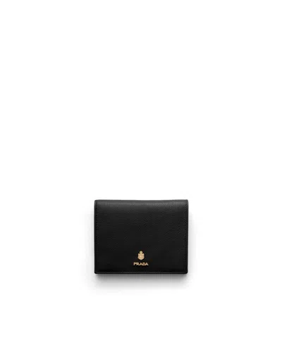 Prada Small Leather Wallet In Black