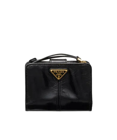 Prada Small Leather Wallet In Black