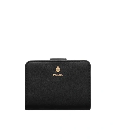 Prada Small Leather Wallet In Black