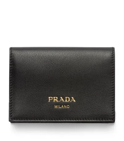 Prada Small Leather Wallet In Black