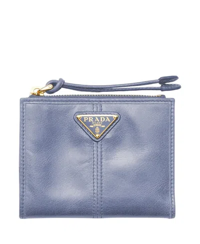 Prada Small Leather Wallet In Purple