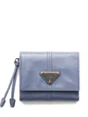 Prada Small Leather Wallet In Blue