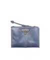 Prada Small Leather Wallet In Blue