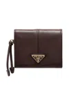 Prada Small Leather Wallet In Brown