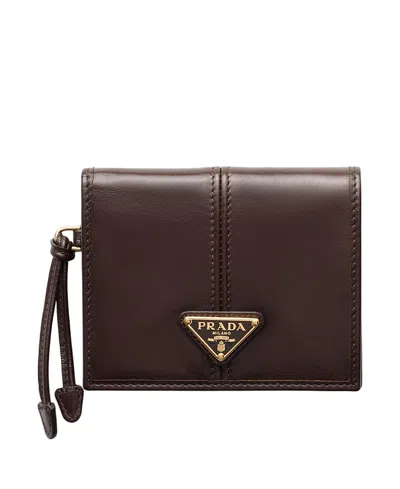 Prada Small Leather Wallet In Brown