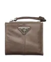 Prada Small Leather Wallet In Brown