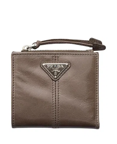 Prada Small Leather Wallet In Brown