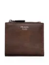 Prada Small Leather Wallet In Brown