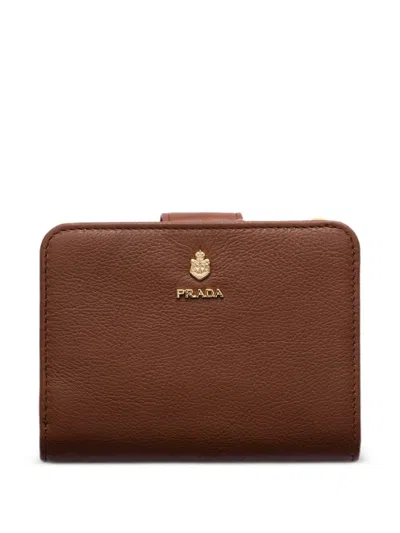 Prada Small Leather Wallet In Brown