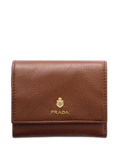 Prada Small Leather Wallet In Brown