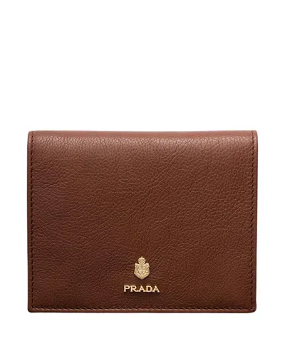 Prada Small Leather Wallet In Brown