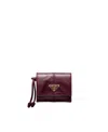 Prada Small Leather Wallet In Burgundy