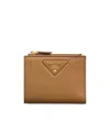 Prada Small Leather Wallet In Caramel