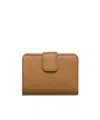 Prada Small Logo-stamp Leather Wallet In Caramel Color